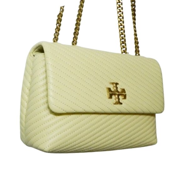 Tory Burch $548 152345 Kira Moto Quilt Small Convertible Flap Bag Lemon NWT! - Picture 6 of 8